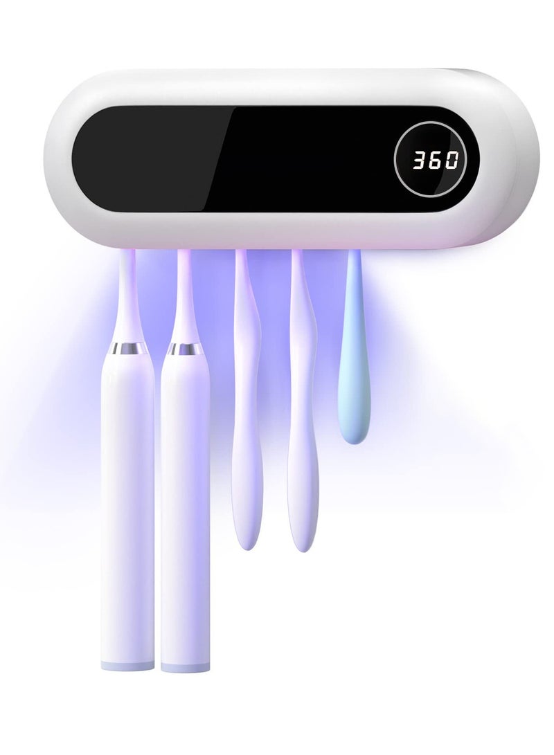 Toothbrush Sanitizer - UVToothbrush Sanitizer and Holder - 5 Toothbrush Slots & Timing Function - Cordless Wall Mounted Toothbrushsterlilizer Tooth Brushcleaner for Bathroom