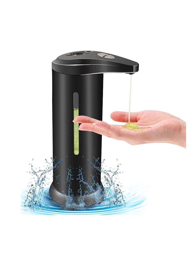 Automatic Soap Dispenser Touchless Hands Free Soap Dispenser with Waterproof Base Stainless Steel Liquid Soap Holder with Infrared Motion Sensor Visible Window for Kitchen Bathroom Restaurant Hotel