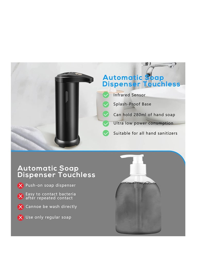 Automatic Soap Dispenser Touchless Hands Free Soap Dispenser with Waterproof Base Stainless Steel Liquid Soap Holder with Infrared Motion Sensor Visible Window for Kitchen Bathroom Restaurant Hotel