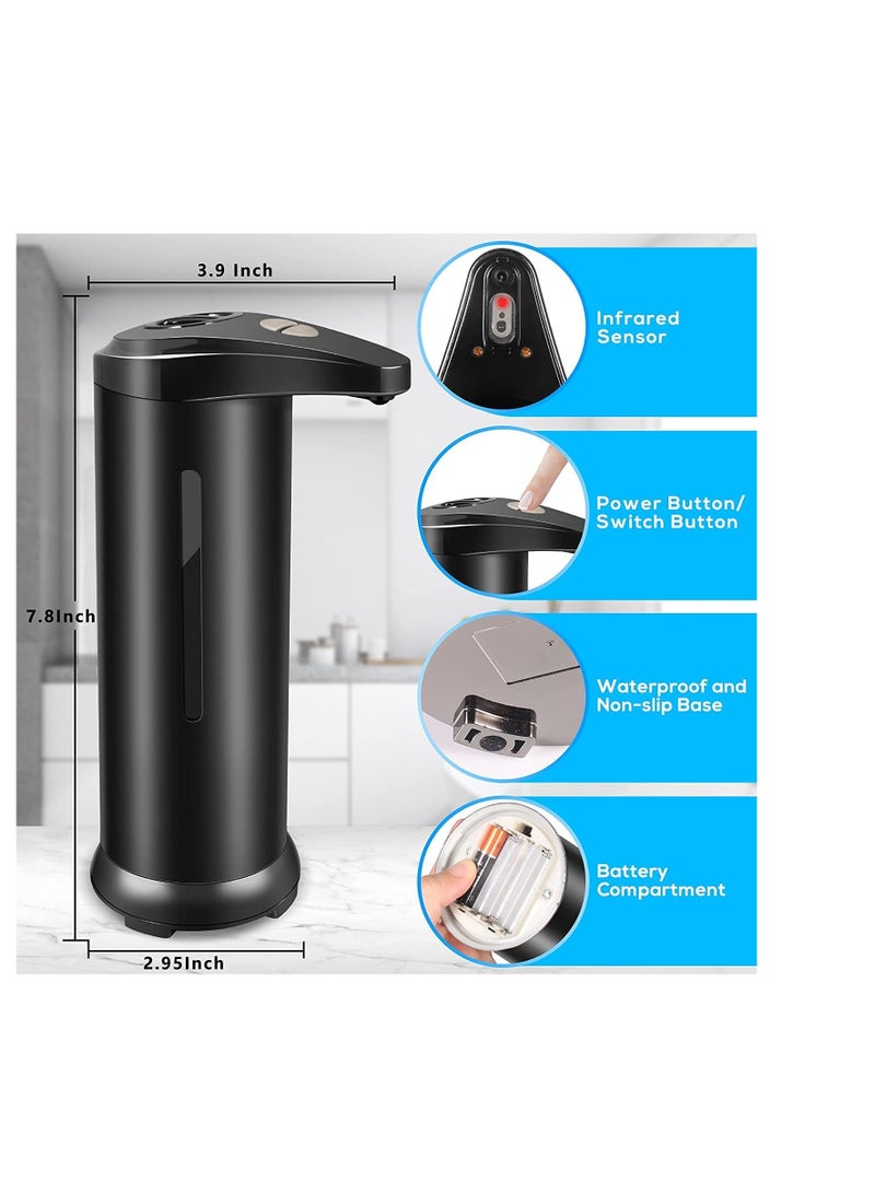 Automatic Soap Dispenser Touchless Hands Free Soap Dispenser with Waterproof Base Stainless Steel Liquid Soap Holder with Infrared Motion Sensor Visible Window for Kitchen Bathroom Restaurant Hotel