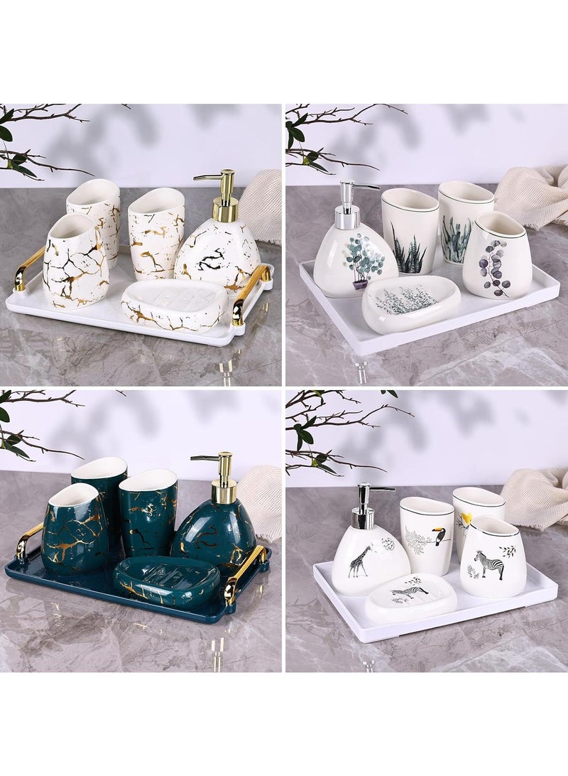 Bathroom Accessories Set,Modern Countertop Bathroom Decor,Luxury 6 Piece Bathroom Accessory Set,Complete with Soap Dispenser,Toothbrush Holder,Tumbler,Tray