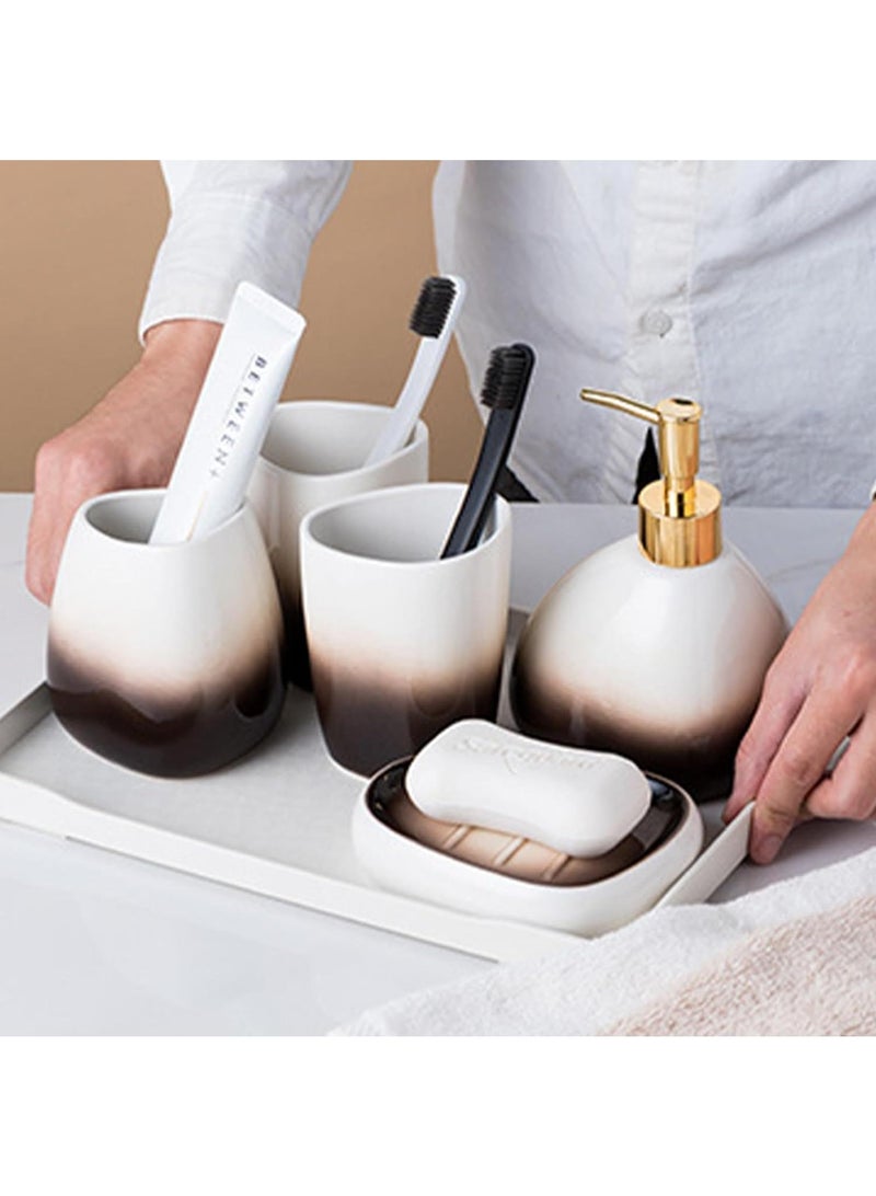 Bathroom Accessories Set,Modern Countertop Bathroom Decor,Luxury 6 Piece Bathroom Accessory Set,Complete with Soap Dispenser,Toothbrush Holder,Tumbler,Tray