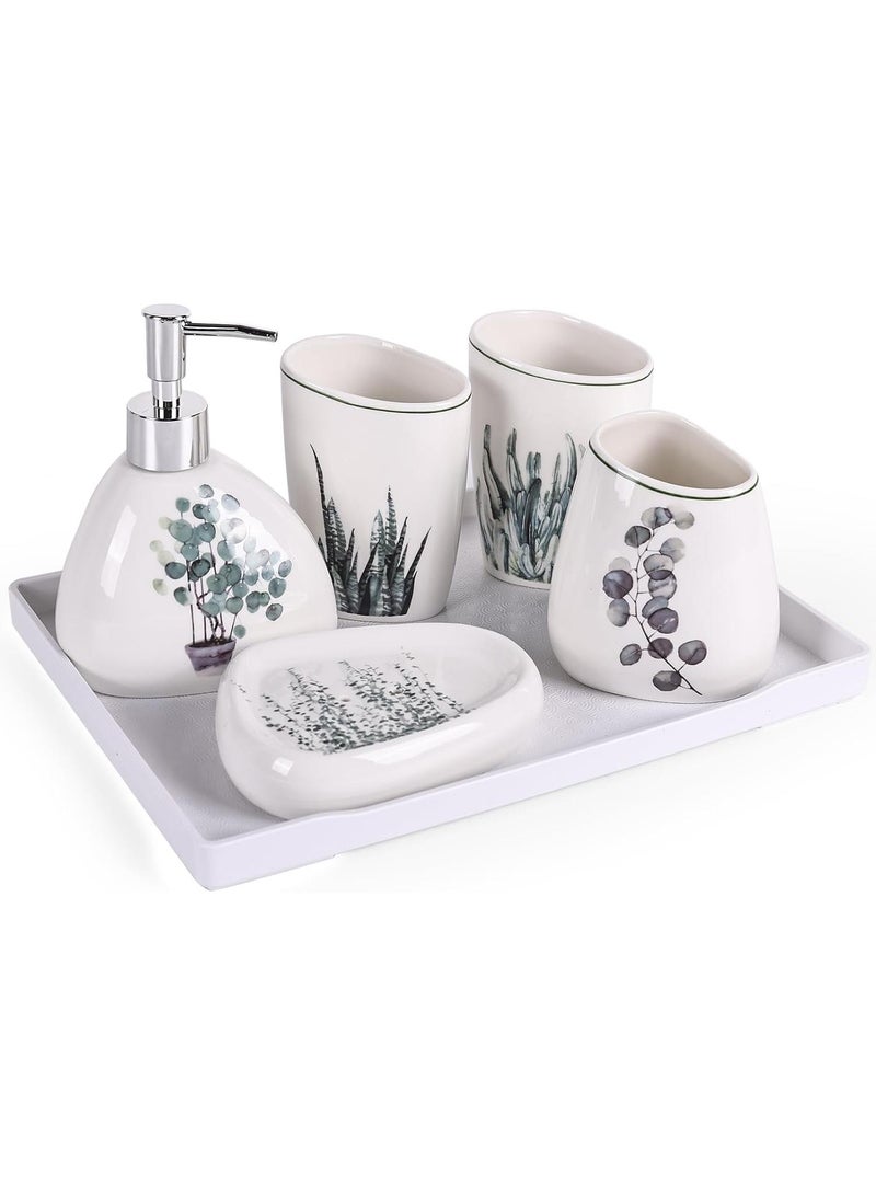 Bathroom Accessories Set,Modern Countertop Bathroom Decor,Luxury 6 Piece Bathroom Accessory Set,Complete with Soap Dispenser,Toothbrush Holder,Tumbler,Tray