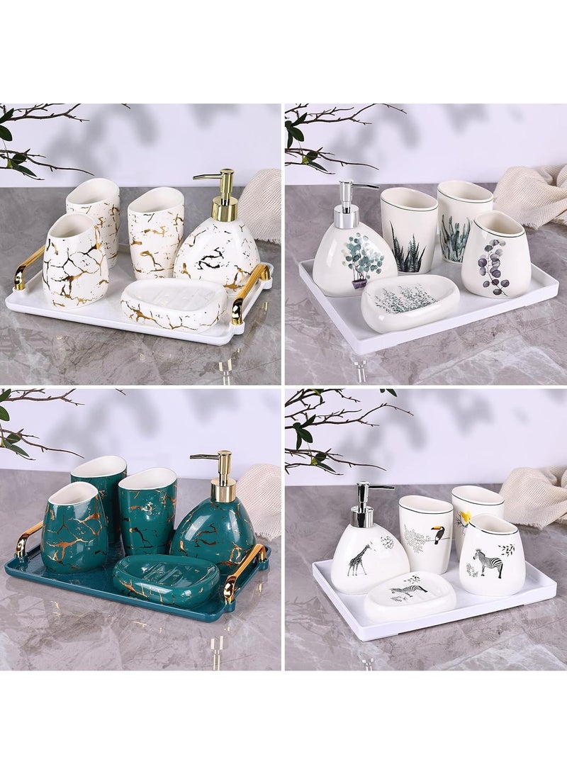 Bathroom Accessories Set,Modern Countertop Bathroom Decor,Luxury 6 Piece Bathroom Accessory Set,Complete with Soap Dispenser,Toothbrush Holder,Tumbler,Tray