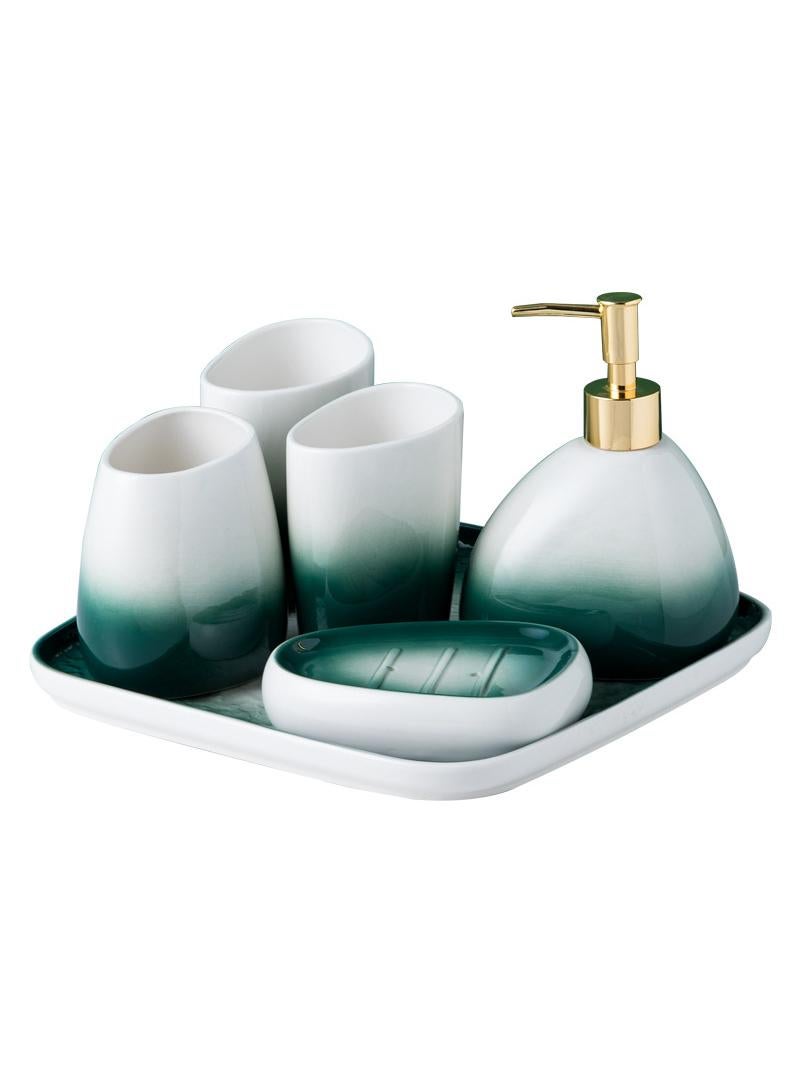 Bathroom Accessories Set,Modern Countertop Bathroom Decor,Luxury 6 Piece Bathroom Accessory Set,Complete with Soap Dispenser,Toothbrush Holder,Tumbler,Tray