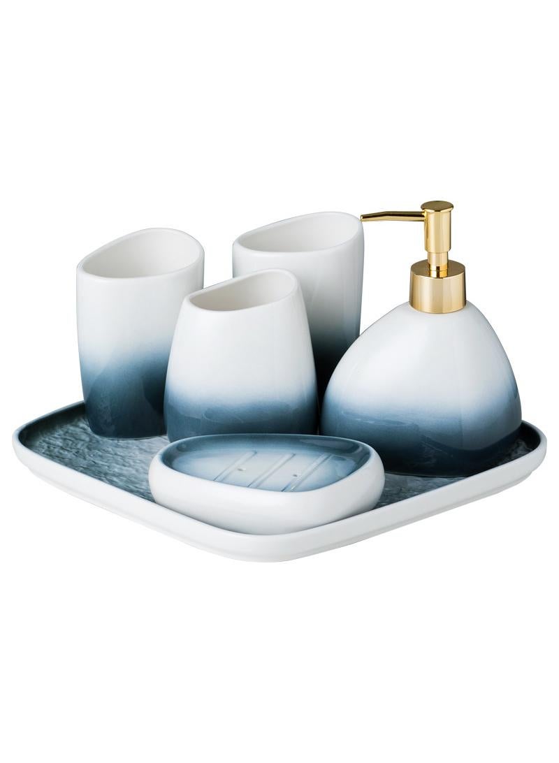 Bathroom Accessories Set,Modern Countertop Bathroom Decor,Luxury 6 Piece Bathroom Accessory Set,Complete with Soap Dispenser,Toothbrush Holder,Tumbler,Tray