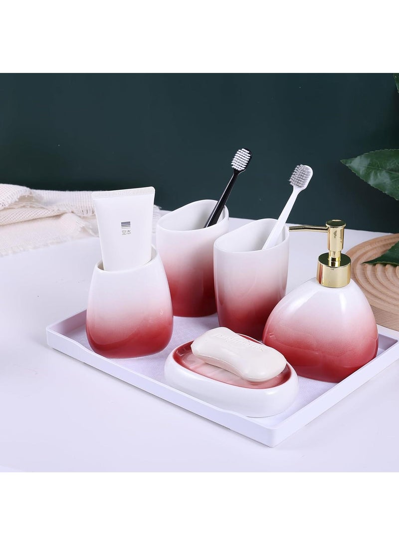 Bathroom Accessories Set,Modern Countertop Bathroom Decor,Luxury 6 Piece Bathroom Accessory Set,Complete with Soap Dispenser,Toothbrush Holder,Tumbler,Tray