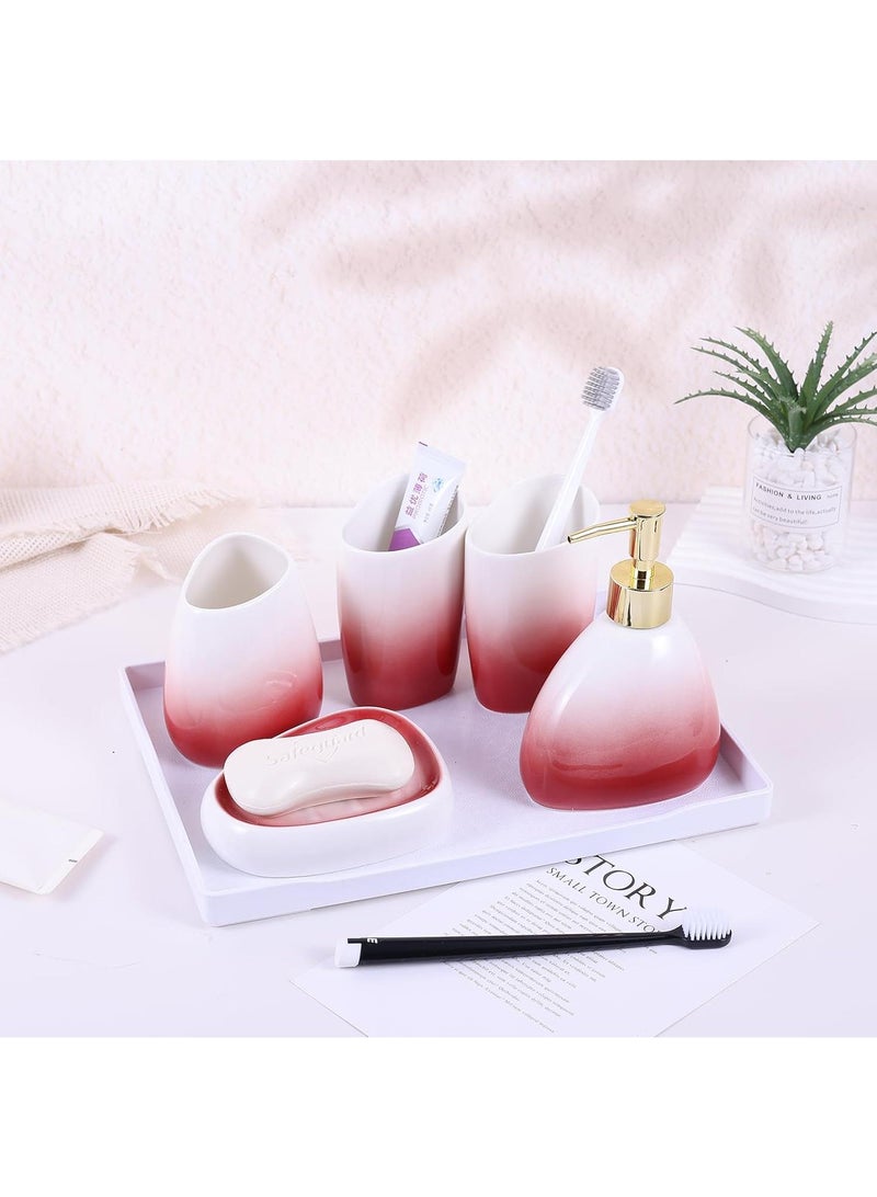 Bathroom Accessories Set,Modern Countertop Bathroom Decor,Luxury 6 Piece Bathroom Accessory Set,Complete with Soap Dispenser,Toothbrush Holder,Tumbler,Tray