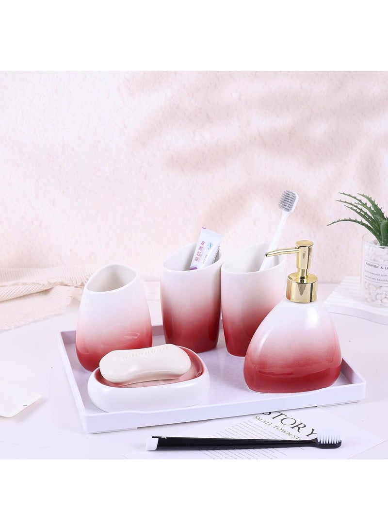 Bathroom Accessories Set,Modern Countertop Bathroom Decor,Luxury 6 Piece Bathroom Accessory Set,Complete with Soap Dispenser,Toothbrush Holder,Tumbler,Tray