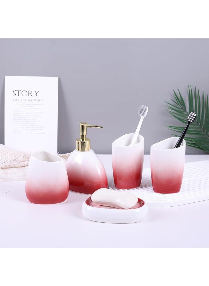 Bathroom Accessories Set,Modern Countertop Bathroom Decor,Luxury 6 Piece Bathroom Accessory Set,Complete with Soap Dispenser,Toothbrush Holder,Tumbler,Tray