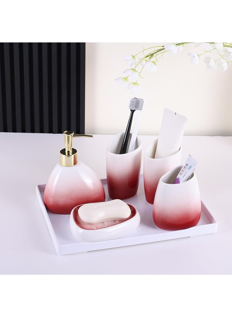 Bathroom Accessories Set,Modern Countertop Bathroom Decor,Luxury 6 Piece Bathroom Accessory Set,Complete with Soap Dispenser,Toothbrush Holder,Tumbler,Tray