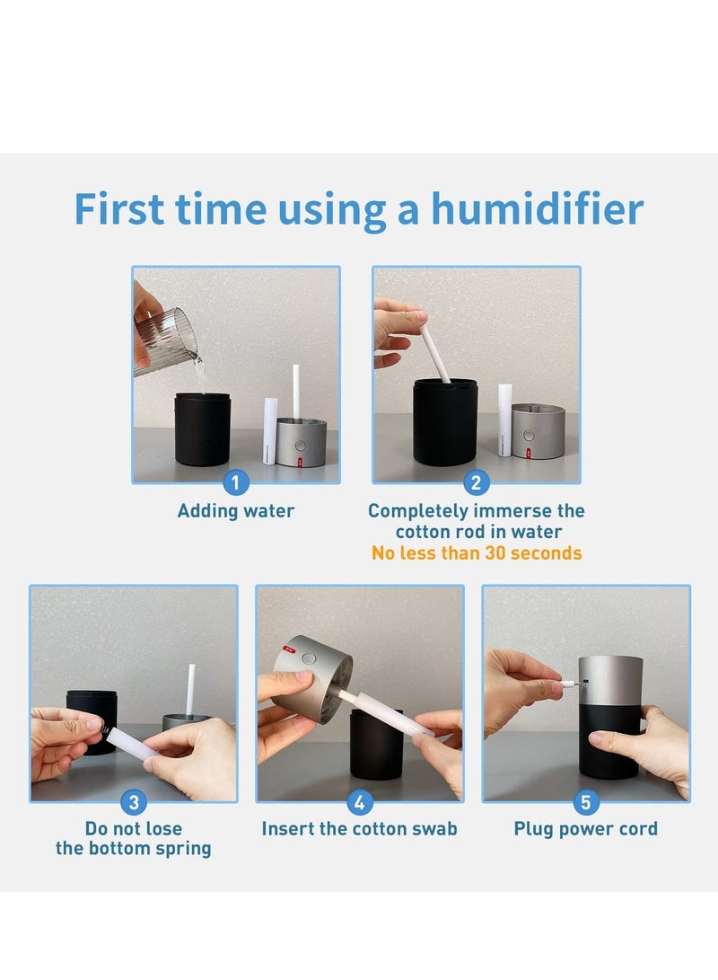 Desktop Humidifier, USB Desktop Car Mini Humidifier, 220ml, Silver, Black