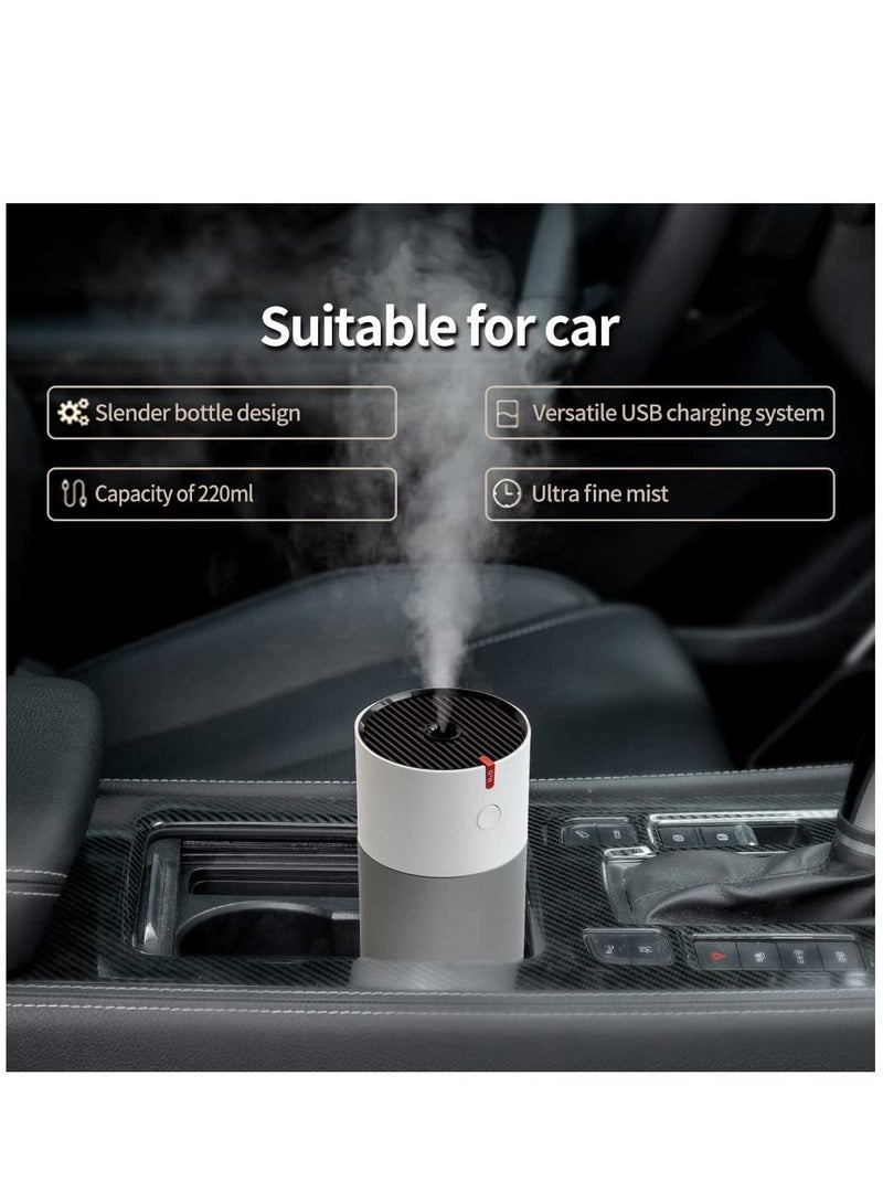 Desktop Humidifier, USB Desktop Car Mini Humidifier, 220ml, Silver, Black