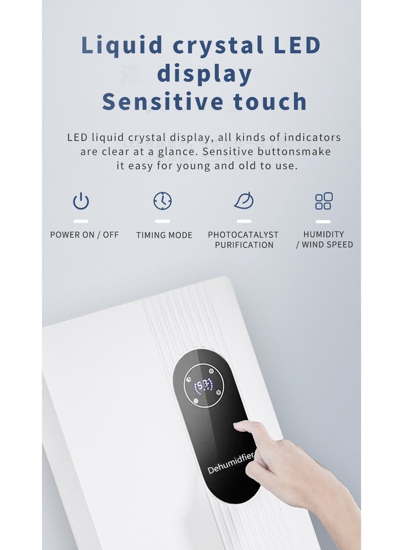 Dehumidifiers for Home, Small Dehumidifier for Room with Humidity Sensor, Customizable Humidity, Sleep Mode, Auto-off, Timer, Colorful Night Light, Quiet Portable Dehumidifiers for Bedroom, Bathroom