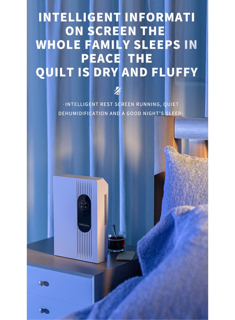 Dehumidifiers for Home, Small Dehumidifier for Room with Humidity Sensor, Customizable Humidity, Sleep Mode, Auto-off, Timer, Colorful Night Light, Quiet Portable Dehumidifiers for Bedroom, Bathroom