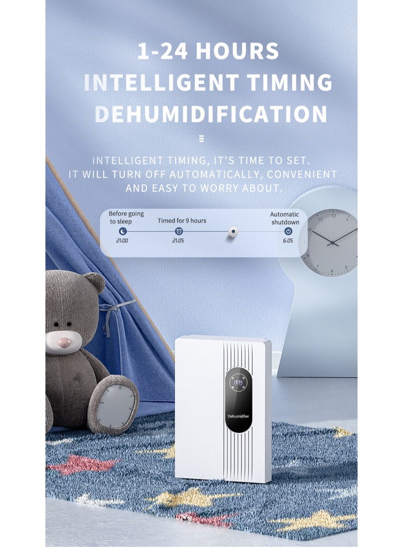 Dehumidifiers for Home, Small Dehumidifier for Room with Humidity Sensor, Customizable Humidity, Sleep Mode, Auto-off, Timer, Colorful Night Light, Quiet Portable Dehumidifiers for Bedroom, Bathroom