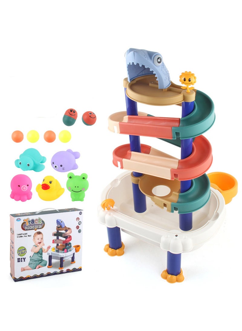 Children's DIY Ball Track Building Block Table Baby Bathing Water Building Block STEM Intellectual Toys (JJ868-1-48 pieces)