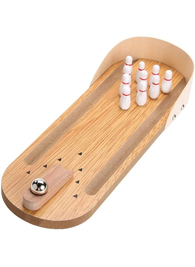 Table Top Mini Bowling Game Set-Tabletop Wooden Board Mini Arcade Desktop Tiny Bowling Shooting Alley Office Desk Stress Relief Gadgets Small Finger Toys Fun Gag Gifts for MenWomen Kids Teens Boys