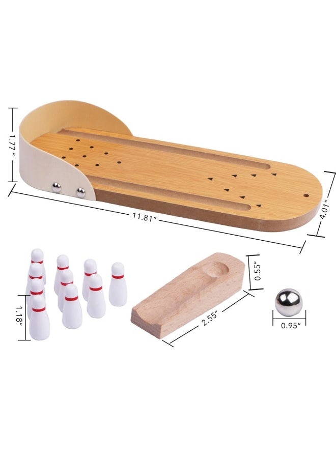 Table Top Mini Bowling Game Set-Tabletop Wooden Board Mini Arcade Desktop Tiny Bowling Shooting Alley Office Desk Stress Relief Gadgets Small Finger Toys Fun Gag Gifts for MenWomen Kids Teens Boys