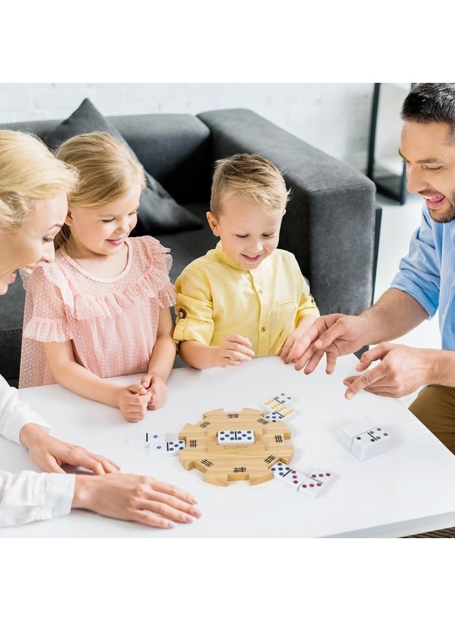 Exqline Wooden Hub for Mexican Train Dominoes with Felted Bottom Mexican Train Centerpiece Made of Superior Pine