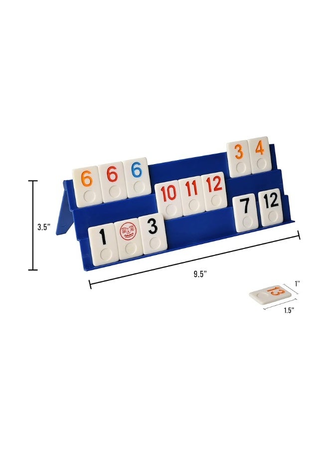 Point Games Classic Rummy Cube Game Full Size, with 3 Tier Foldable Racks and Tiles, in a Super Durable Canvas Travel Bag