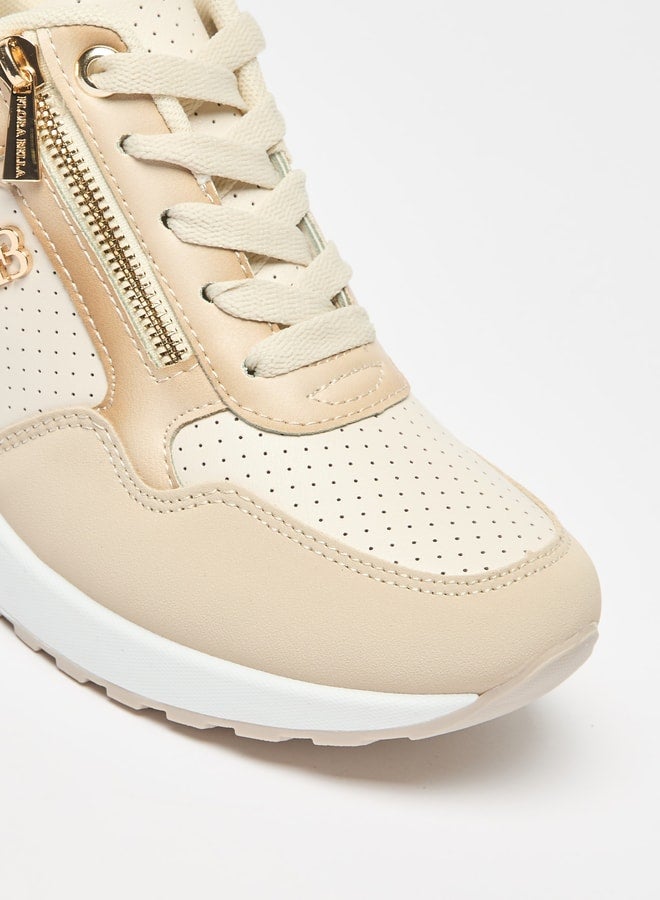 Women's Panelled Lace-Up Wedge Sneakers