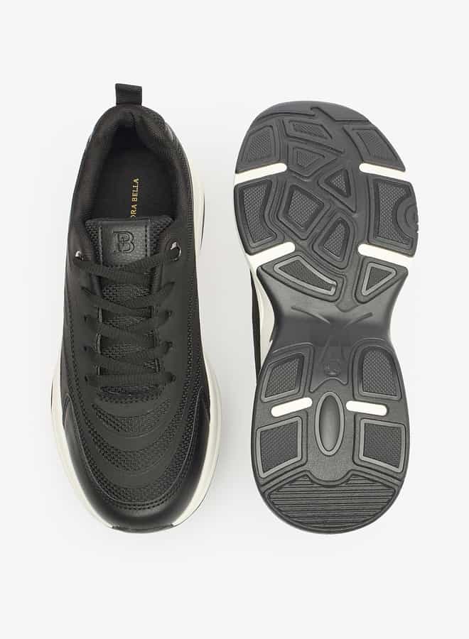 Women Textured Lace-Up Low Ankle Sneakers