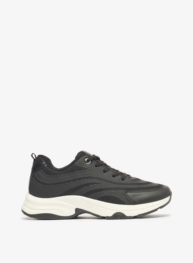 Women Textured Lace-Up Low Ankle Sneakers