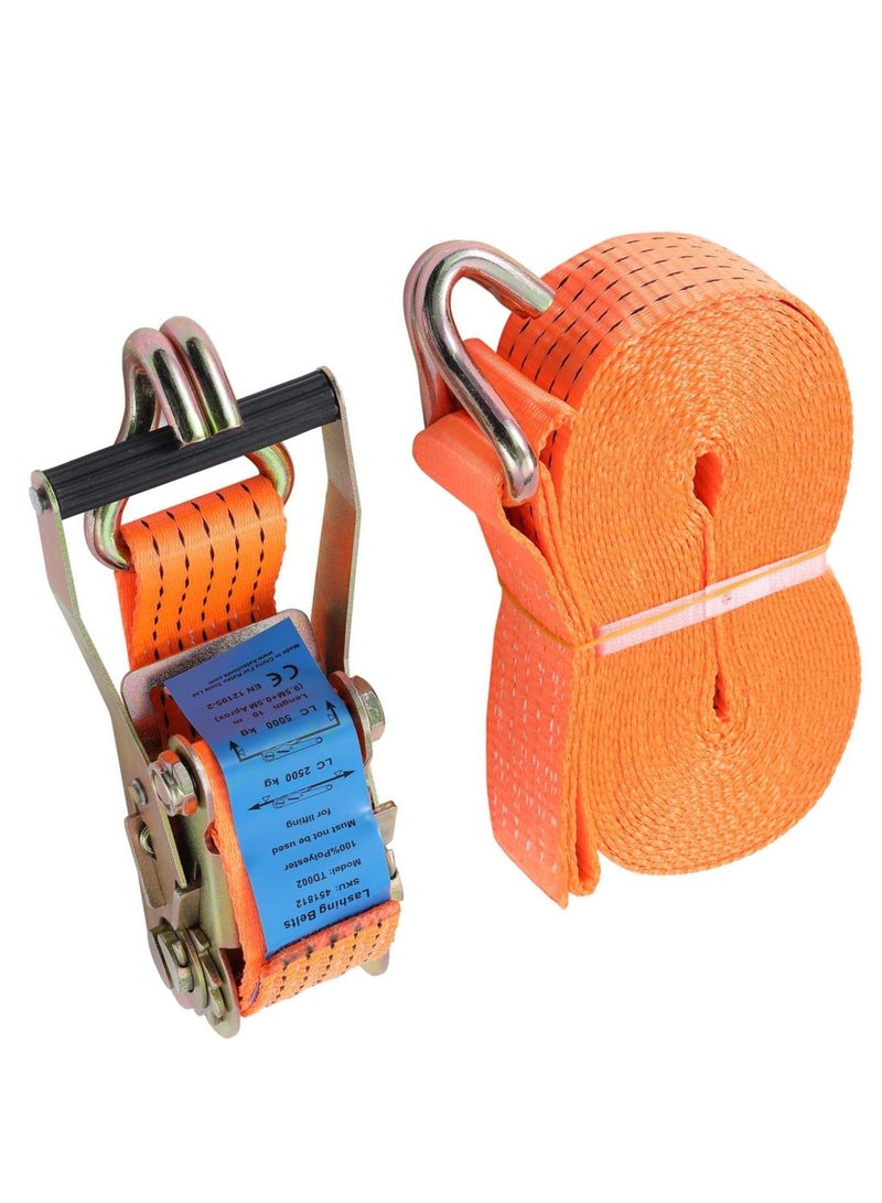 Heavy Duty Cargo Lashings Straps Ratchet & Fastening Tape Tie Down Hook Straps  Moving Appliances, Motorcycle, Orange, 5cmx9.5m