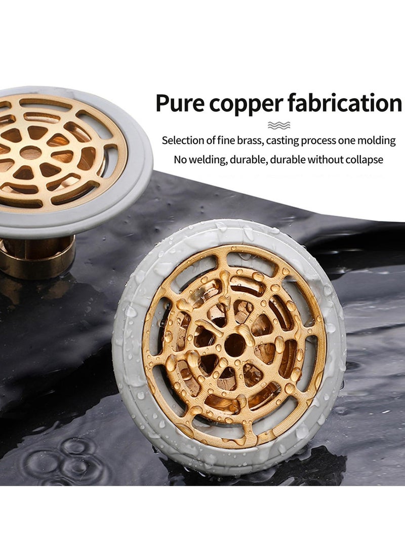2-Pack Sewer Odor Proof Floor Drain, Removable Strainer Cover, Drain Hair Catcher, Bathroom Toilet Floor Drain Backflow Preventer with Basket, Suitable for ≥1.3 inch Diameter of The Drain