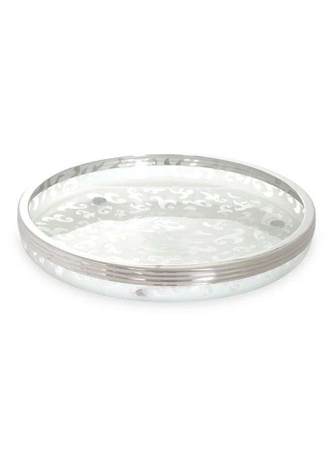 Victoria Tray Clear And Silver - 25.5 Cm