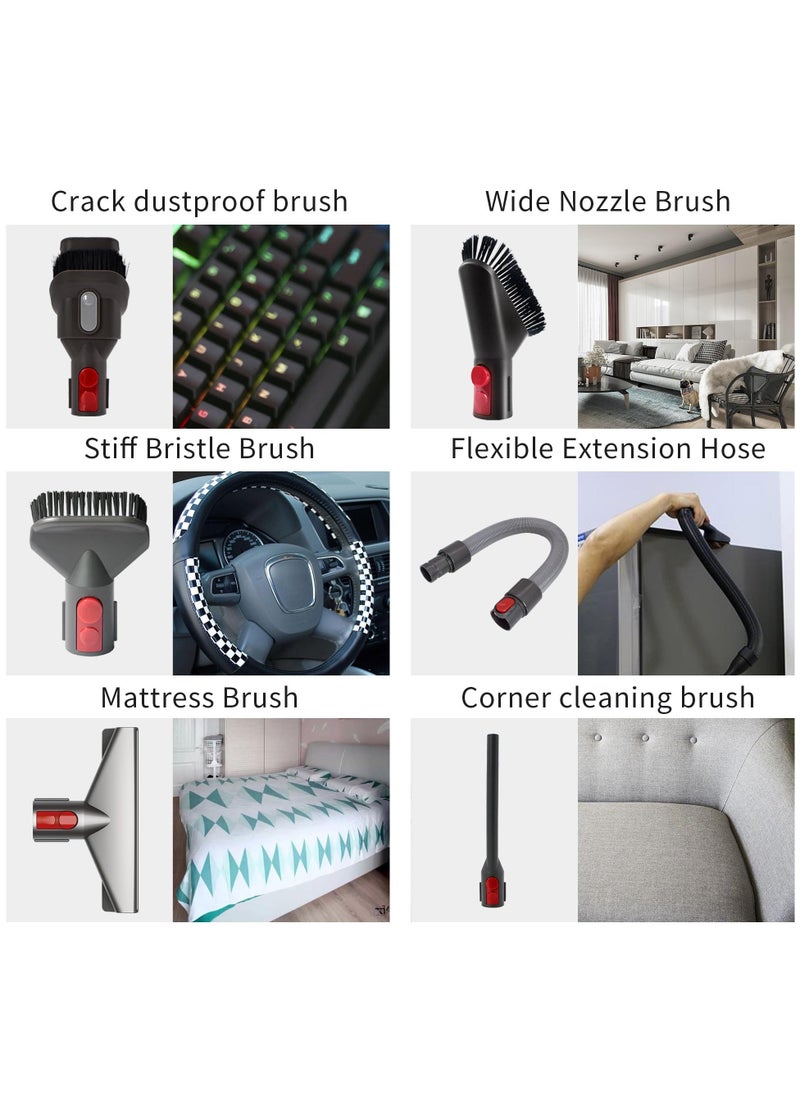 Vacuum Cleaner Attachment Kit, Soft Bristle Dust Removal Brush Traceless Dust Brush, Vacuum Cleaner Accessories for Dyson V7 V8 V10 V11 V12 V15, 6 Pcs Vacuum Cleaner Brush Tools