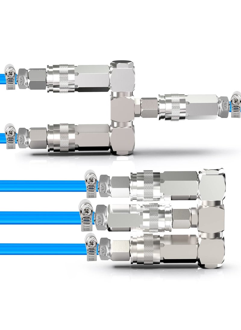 Air Hose Connectors 2 Way Air Hose Splitter Fittings 1/4 in NPT Air Compressor Fittings High Pressure Resistance Air Manifold Swivel 360 Degrees Connectors Air Compressor Accessories
