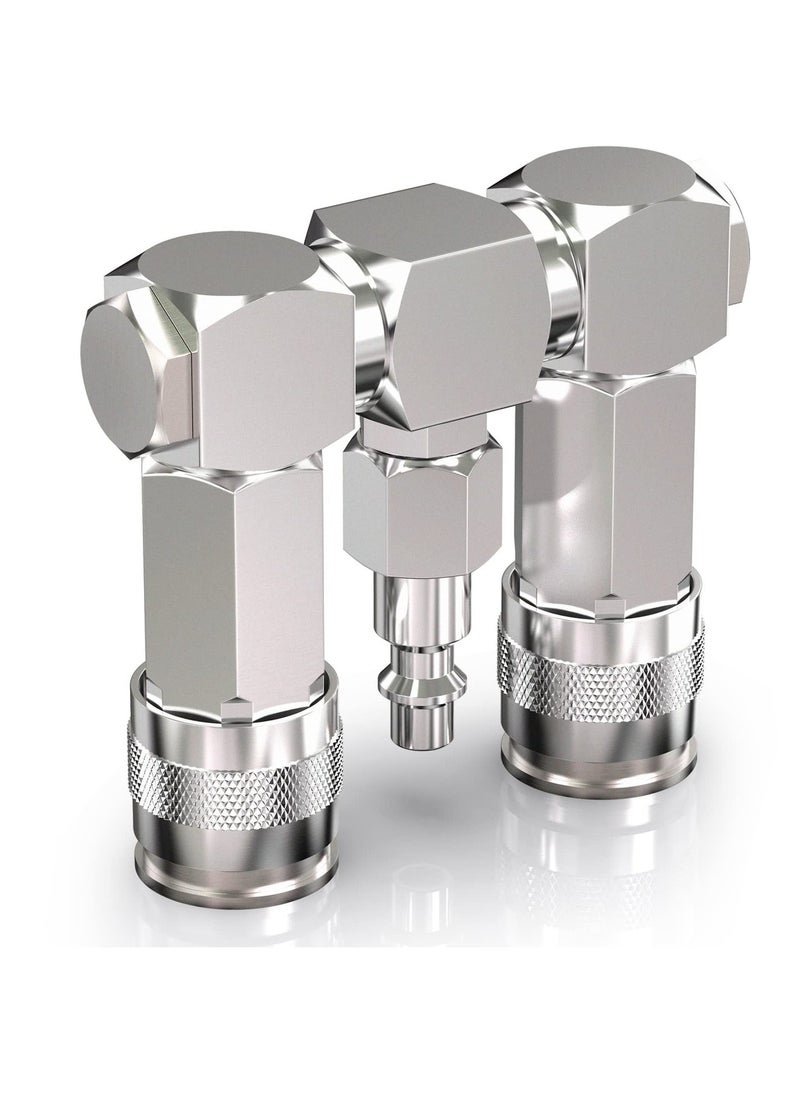 Air Hose Connectors 2 Way Air Hose Splitter Fittings 1/4 in NPT Air Compressor Fittings High Pressure Resistance Air Manifold Swivel 360 Degrees Connectors Air Compressor Accessories