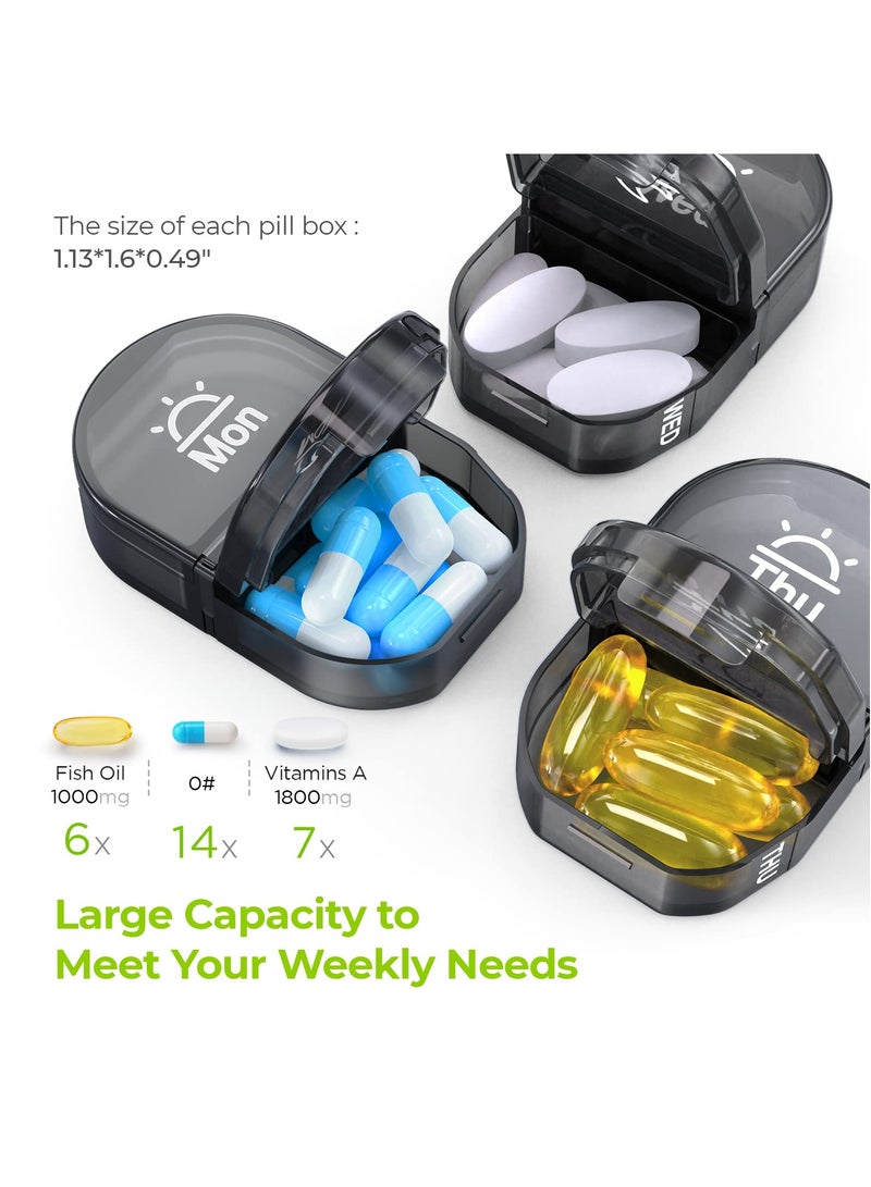 Canvas Bag Weekly Pill Organizer 2 Times a Day, Large AM/PM Pill Box 7 Day with Portable Zipper Cloth Bag for Holding Supplements