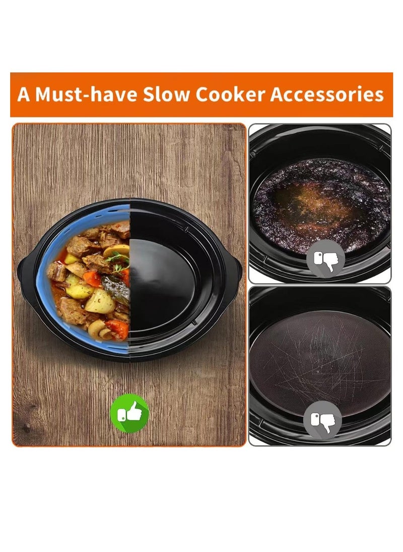 2 Pcs Silicone Slow Cooker Liners, for Crockpot Liners, Reusable Crock pot Divider Insert, with Buttons and Hooks, Leakproof & Easy Clean