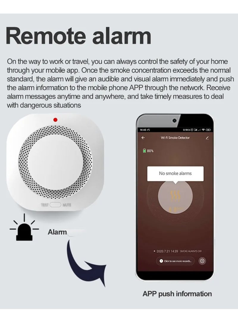 Tuya Smart WiFi  Smoke Detector Home Security Safety Prevention Smoke Sensor Sound Alarm Work With Alexa Google Home