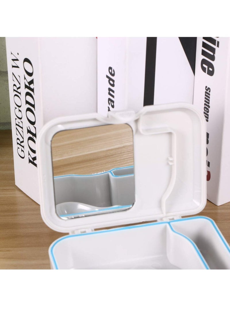 Denture Box with Mirror Clean Brush Portable Denture Holder Storage Soak Container Cleaning Teeth Trays for Denture Cleaning Invisible Aligner Mouth Guard Brace