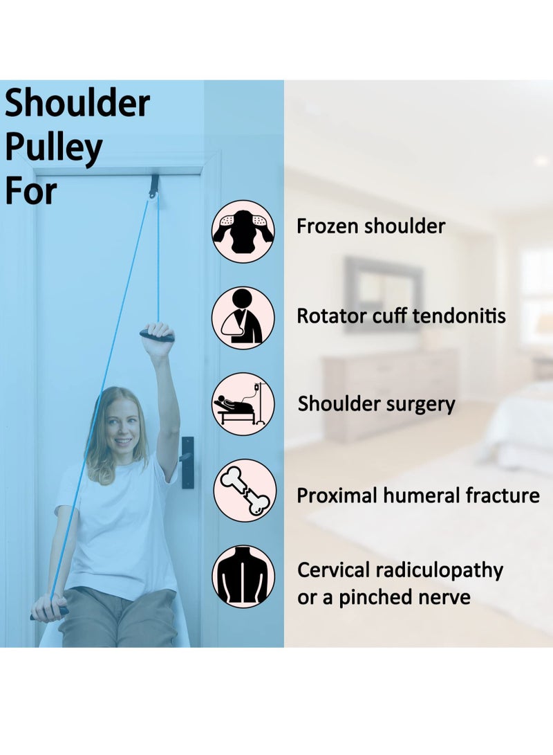 Shoulder Pulley System for Physical Therapy - Over Door Rehab Exerciser to Relieve Pain and Enhance Recovery from Frozen Shoulder and Surgery, Improve Flexibility and Mobility
