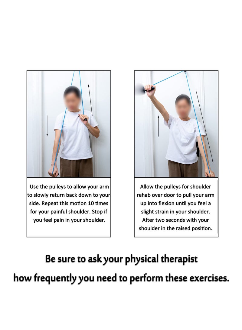 Shoulder Pulley System for Physical Therapy - Over Door Rehab Exerciser to Relieve Pain and Enhance Recovery from Frozen Shoulder and Surgery, Improve Flexibility and Mobility