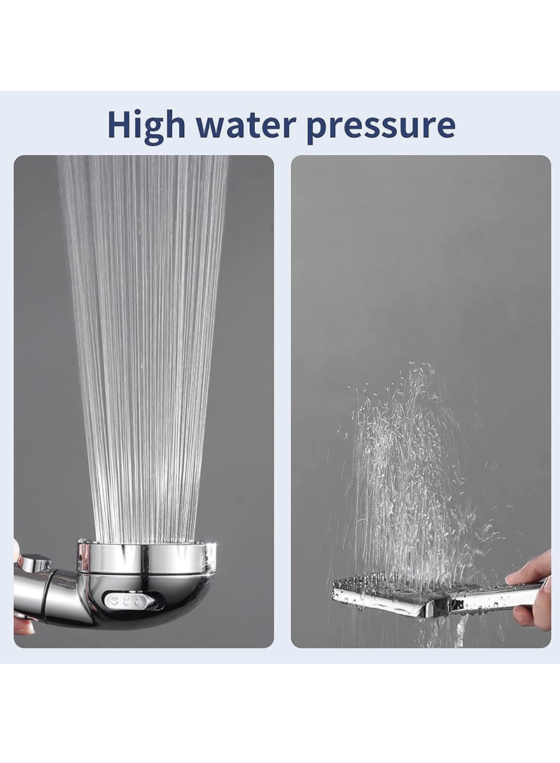 Hand Shower, High Pressure Shower Shower Head with ON/OFF Switch Filtered Water Saving Sprinkler for Dry Skin and Hair Only Shower Head Clear Black Silver