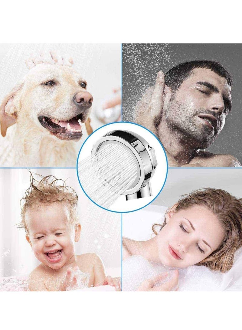 Hand Shower, High Pressure Shower Shower Head with ON/OFF Switch Filtered Water Saving Sprinkler for Dry Skin and Hair Only Shower Head Clear Black Silver