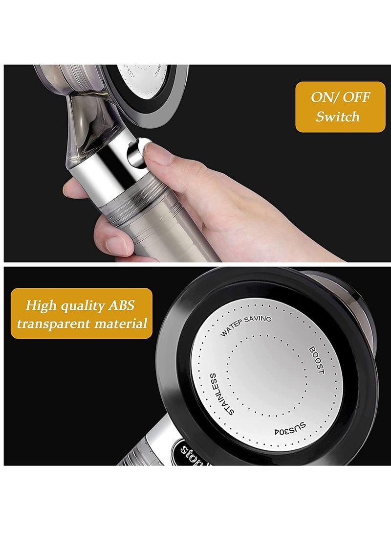 Hand Shower, High Pressure Shower Shower Head with ON/OFF Switch Filtered Water Saving Sprinkler for Dry Skin and Hair Only Shower Head Clear Black Silver