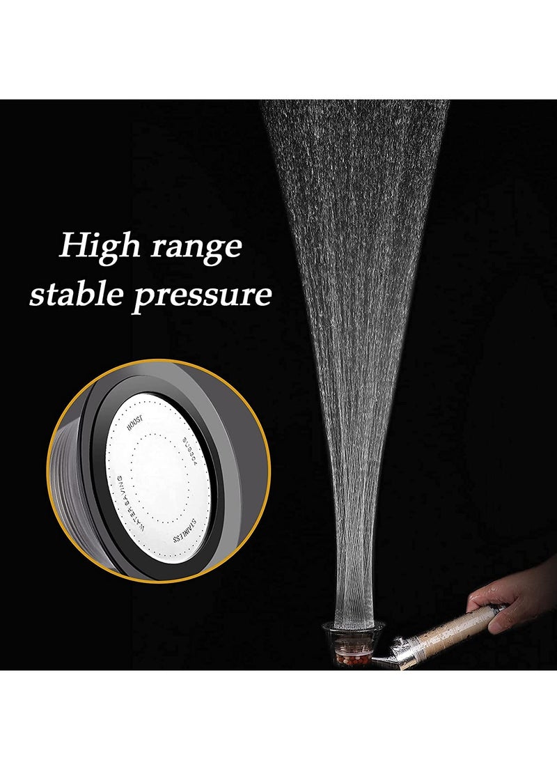 Hand Shower, High Pressure Shower Shower Head with ON/OFF Switch Filtered Water Saving Sprinkler for Dry Skin and Hair Only Shower Head Clear Black Silver