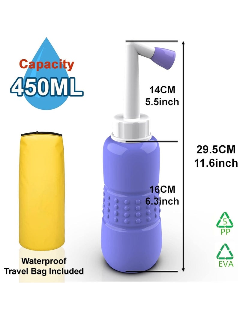 Home Care Portable Travel Bidet Cleaner Wiper Hand Personal Bidet Sprayer for Toilet, Cleansing Bottle for Men,Women-450ML,Blue