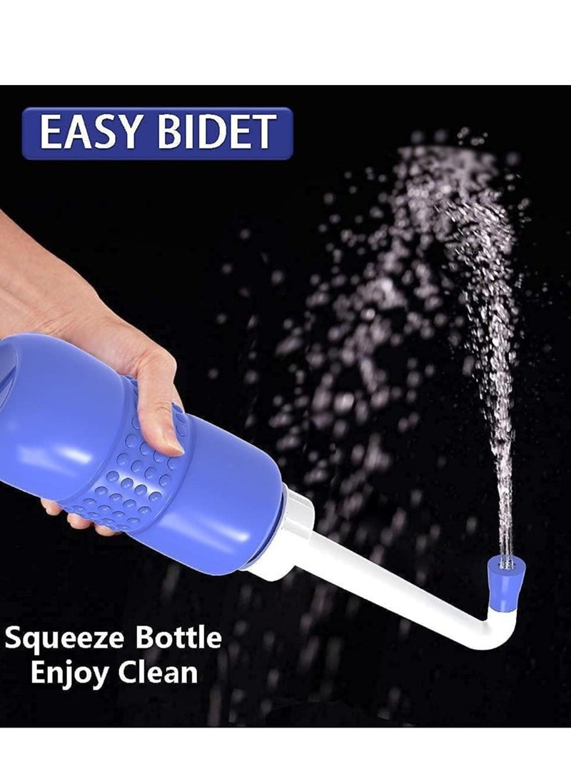 Home Care Portable Travel Bidet Cleaner Wiper Hand Personal Bidet Sprayer for Toilet, Cleansing Bottle for Men,Women-450ML,Blue