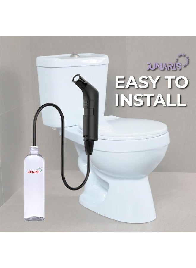 Junaris Electric Bidet Sprayer - Portable Travel Bidet, Handheld Personal Bidet Sprayer for Hygiene, Camping, Baby Care & Toilet Cleaning (Black, 120cm)