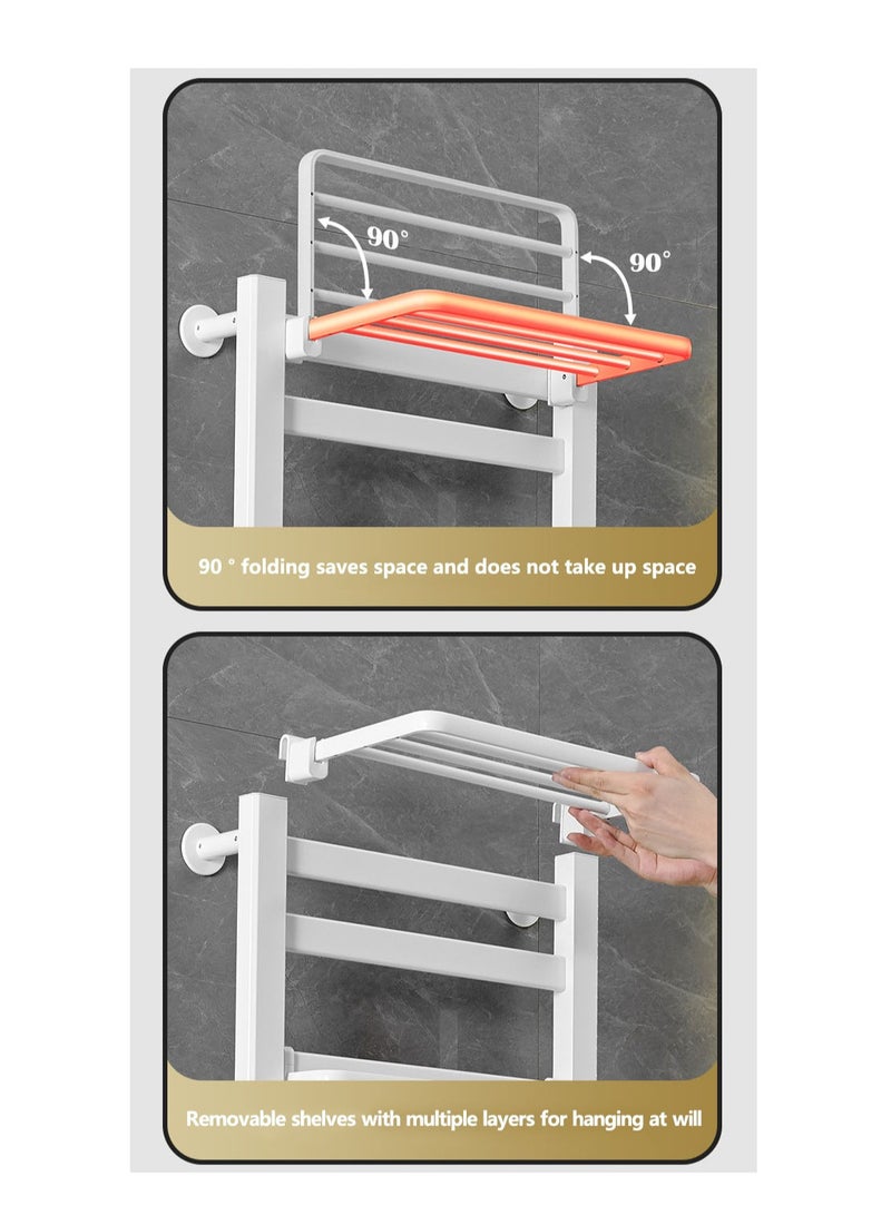 Heated Towel Rack for Bathroom, Towel Warmer with Top Shelf, Wall Mounted Towel Warmer Rack, Hard-Wired/Plug-in