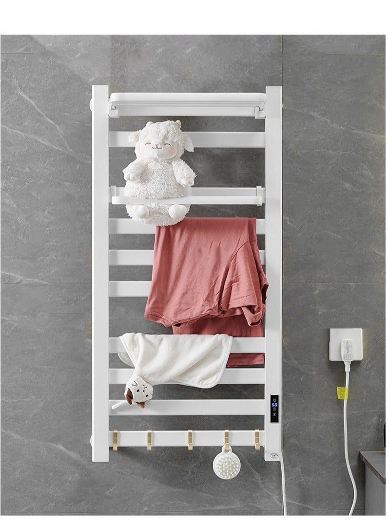 Heated Towel Rack for Bathroom, Towel Warmer with Top Shelf, Wall Mounted Towel Warmer Rack, Hard-Wired/Plug-in