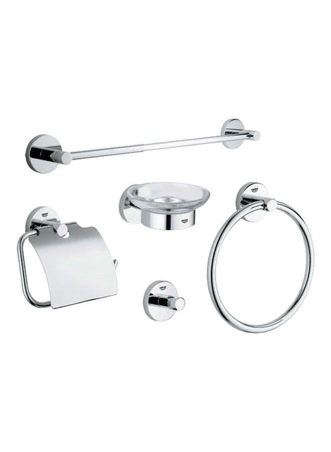 5-Piece Bathroom Hardware Accessories Set Silver